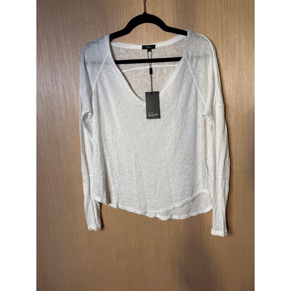 Rails Women's XS White V Neck Long Sleeve T-Shirt Top - Picture 1 of 6